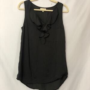 ModCloth Black Sleeveless Ruffled Flowy Blouse Womens M Whimsigoth Witchy Top